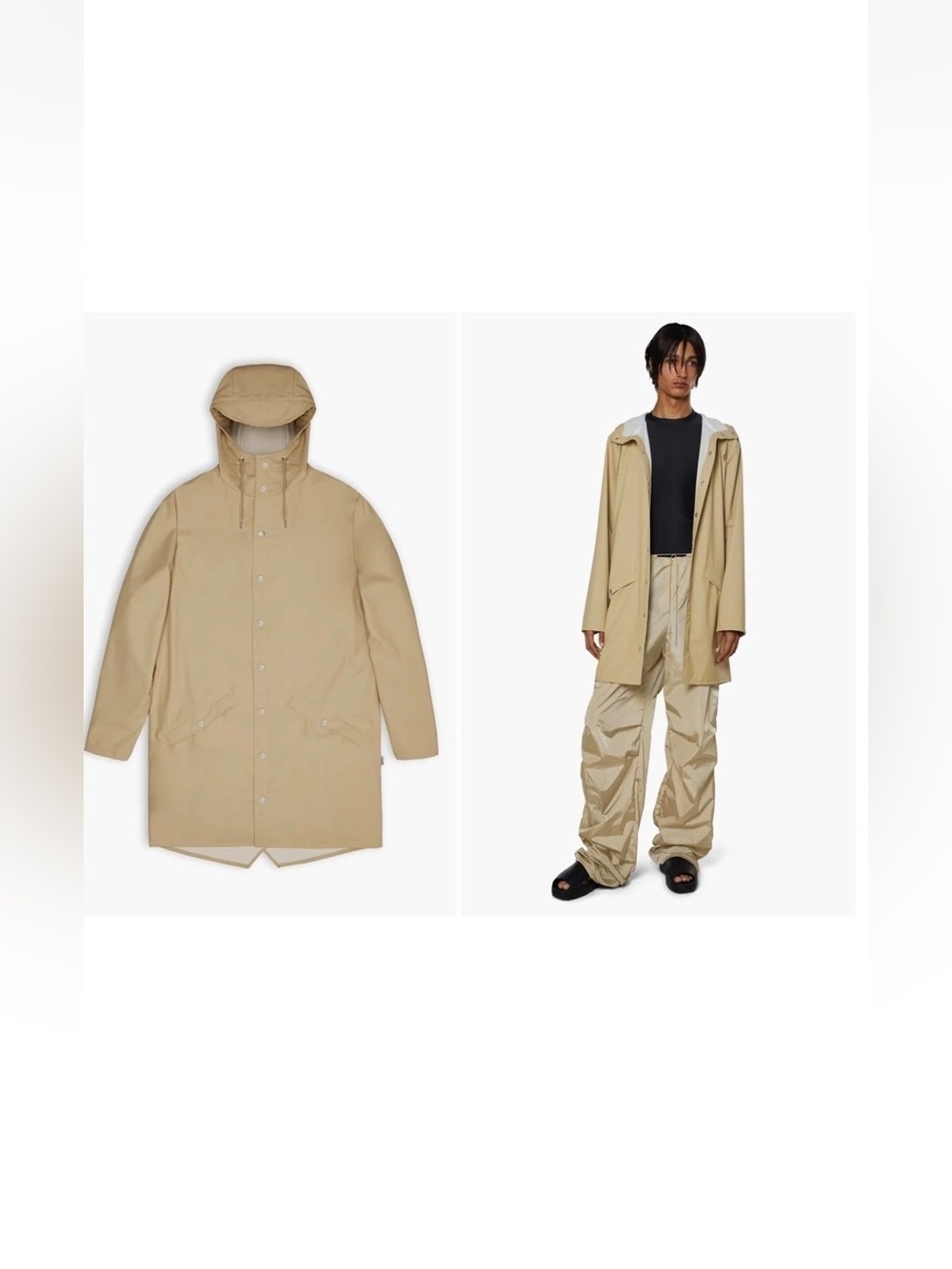 Rains W3 Hooded water Resistant Jacket In Sand XS NWT Unisex